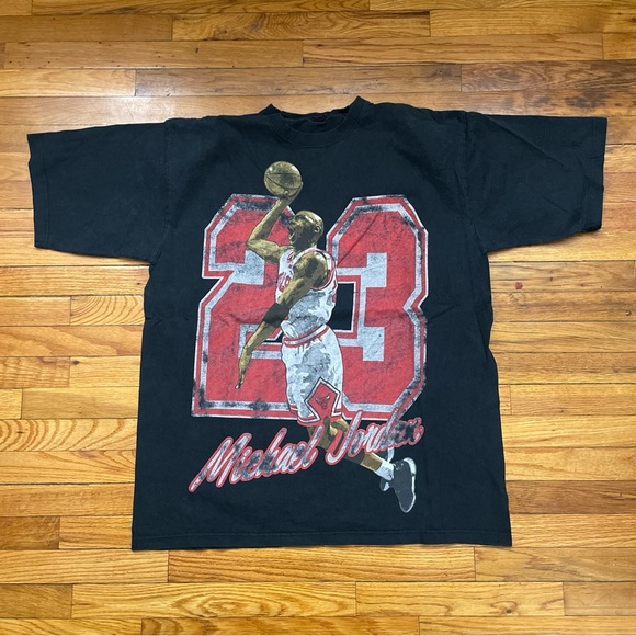 Vintage Y2K Michael Jordan 23 Jumpman Dunking Graphic T Shirt Size 3XL Used - Picture 1 of 4